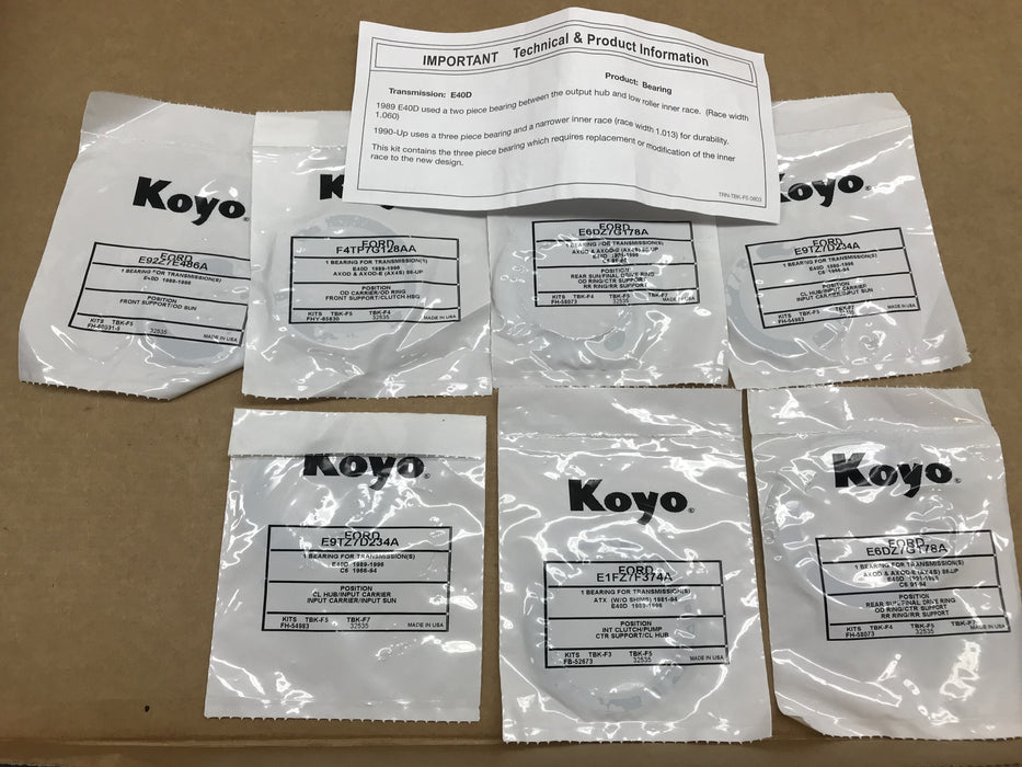 4R100/E4OD 7 piece sonnax Koyo bearing set SBK-F5 36201E Tiger Transmissions