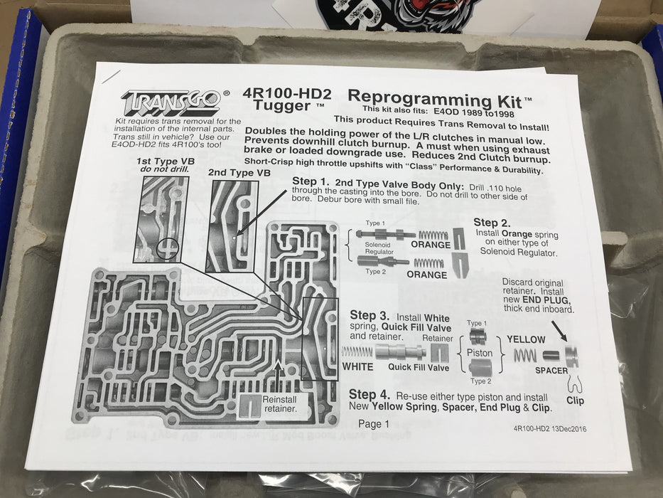 4R100/E4OD TransGo Tugger reprogramming Kit 4R100-HD2 T36169EA Tiger Transmissions